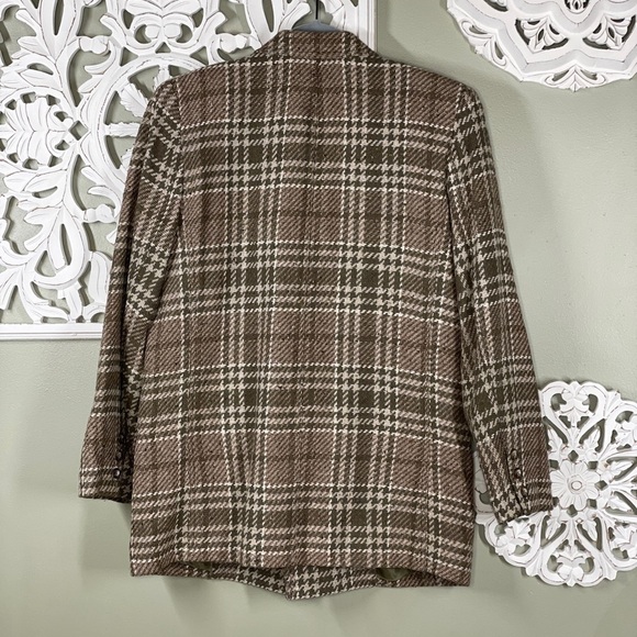 Lizwear Plaid Brown Suit Jacket Blazer Double Button Vintage - Picture 7 of 7